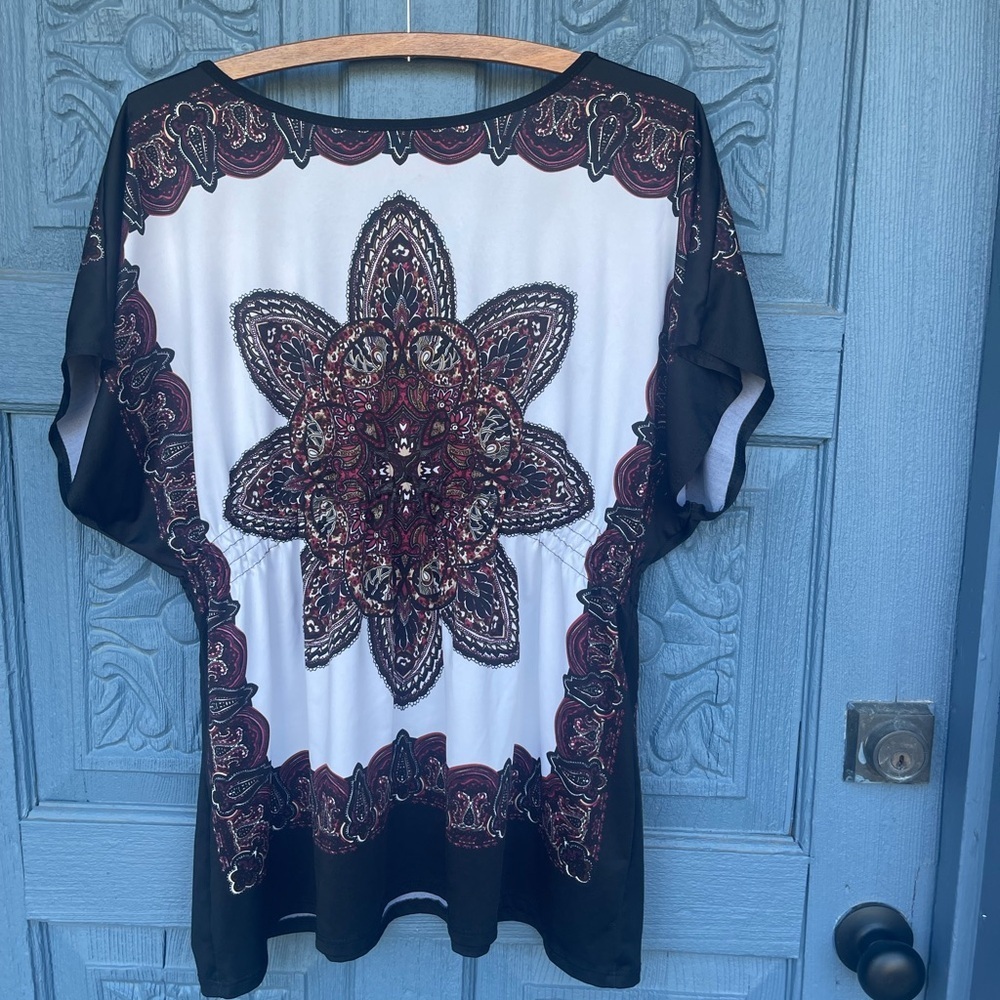 Claudia Richard Vintage Black and White Paisley Blouse - Picture 3 of 5